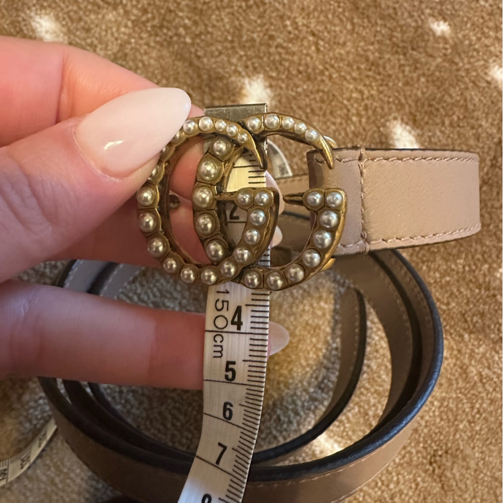 Gucci Pearl Embellished Brown Belt - Picture 5 of 7